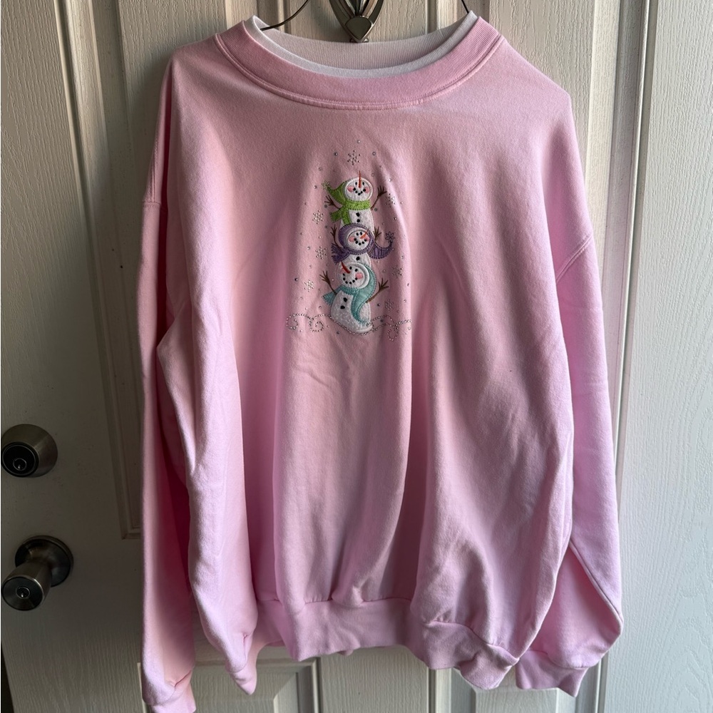 Charming Pink Snowman Women's Sweater
